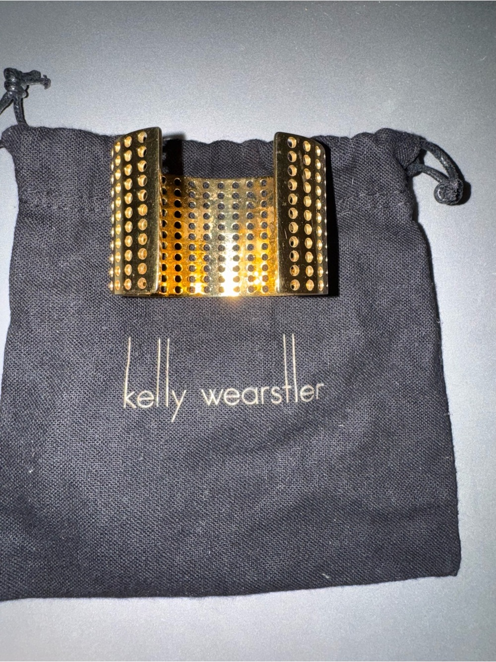 Kelly Wearstler Gold Perforated Wide Cuff Bracelet - Picture 3 of 4